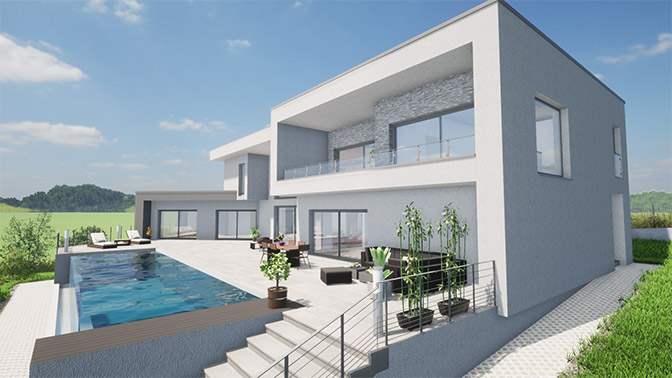 Projet maison avec piscine réalisée par SGMO Construction